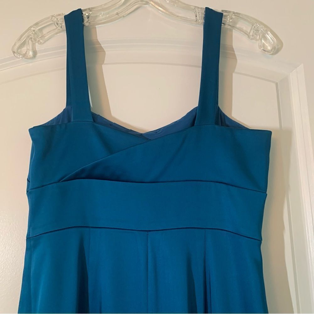 Womens Blue Satin Cocktail Midi Dress - Picture 4 of 6